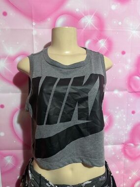 Nike Gray Crop Tank with Black Logo